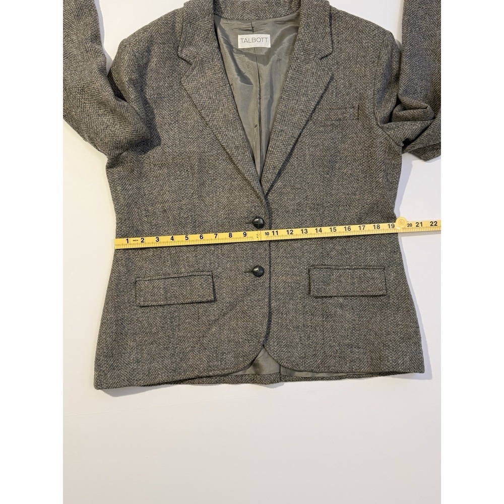 Talbott 100% Wool Blazer Womens M Gray Herringbone Tweed Jacket - Picture 13 of 14